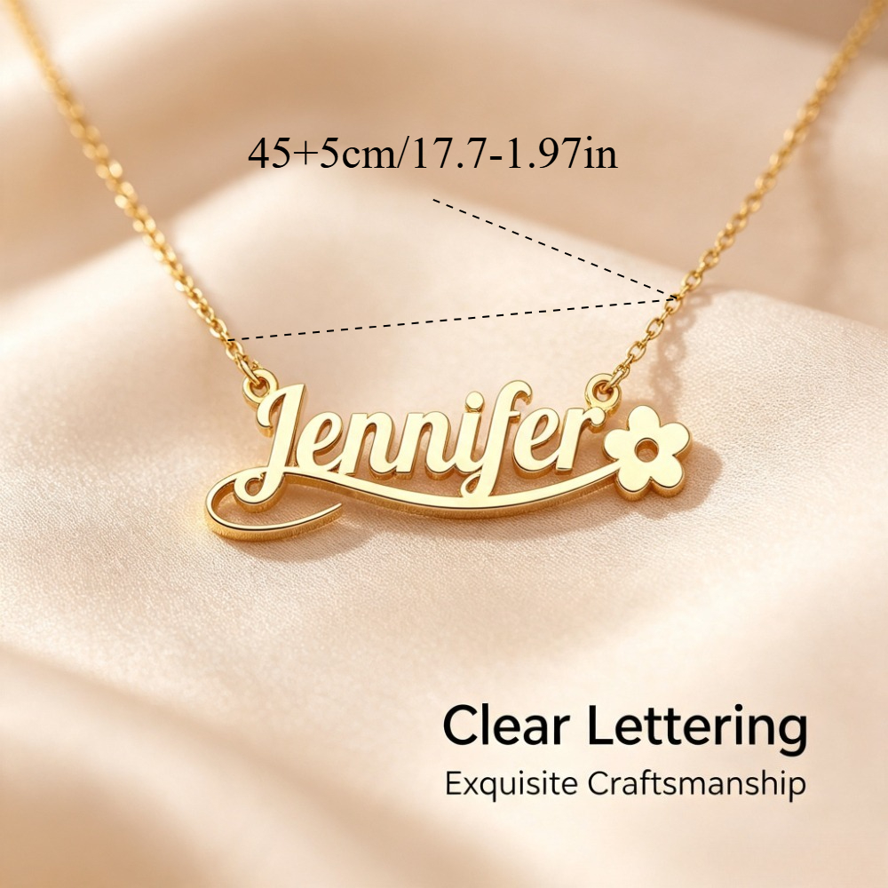 Personalized Floral Design Name Necklace — Custom Gift for Her